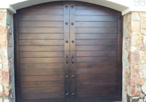 framed wooden garage door