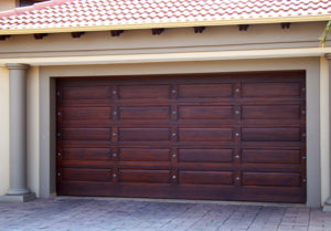 rustic double wooden garage door